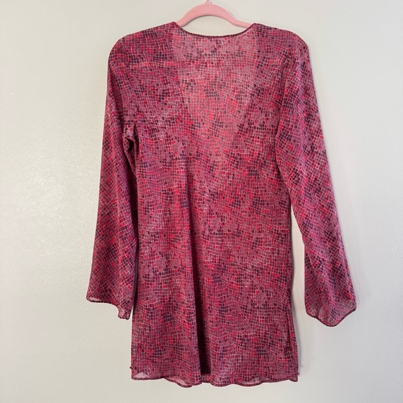 Victoria’s Secret Vintage 1991 Burgundy Maroon Slip Cover Up Lingerie Nightgown - Picture 2 of 5